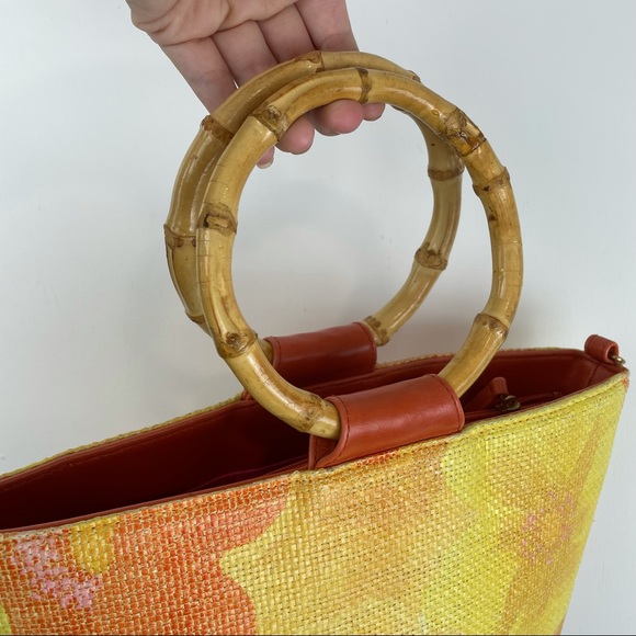 Vintage Sunny Hawaii Floral Bamboo Handbag - Picture 12 of 12